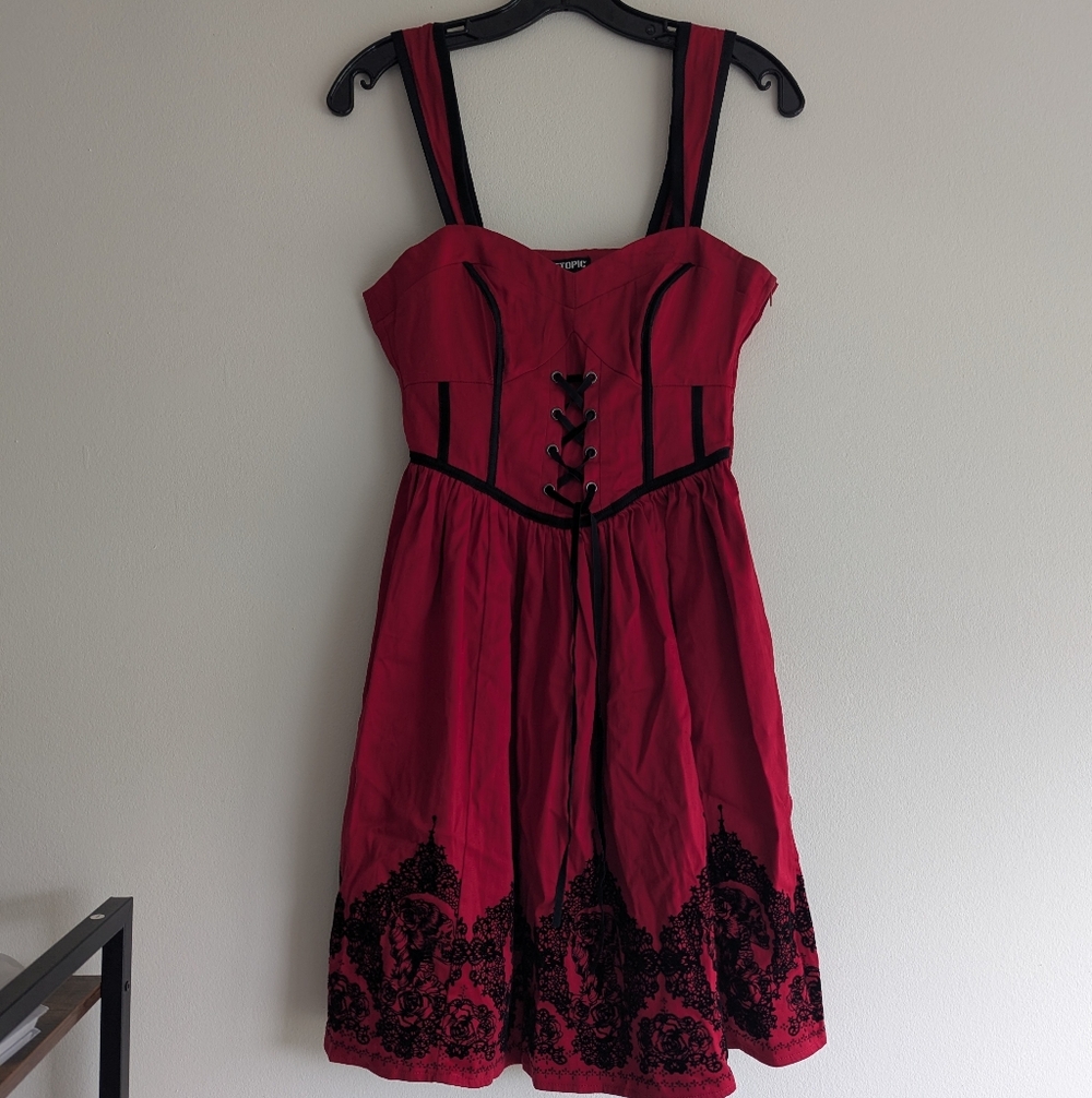 Hot Topic Goth Punk Velvet Skull Cameo Halloween Corset Dress Size XS